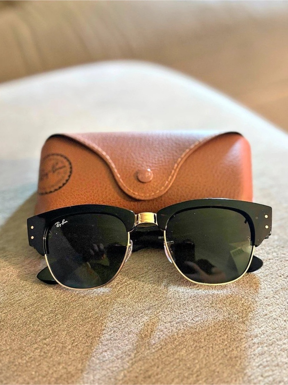 Ray-Ban Mega Clubmaster Blacked Out Collection Sunglasses Black & Gold